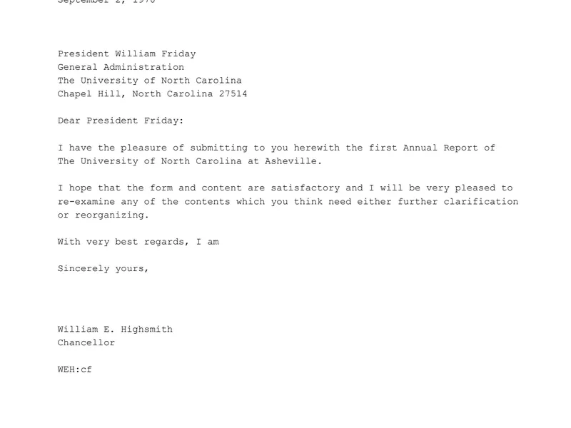 UNCA Chancellor Reports to UNC President
